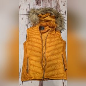 Orange/mustard hooded puffer vest